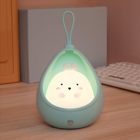 Lampa De Veghe Portabila Cu 2 Moduri De Functionare Silicon Non-Toxic, Reincarcabila Usb, Senzor Miscare, Iepuras