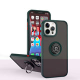 Husa Anti Fall Metal Bracket pentru Apple iPhone 12/ 12 Pro, Rezistenta la socuri, Margini colorate, Cu inel de prindere magnetic, Flippy, Verde - vivimall.ro