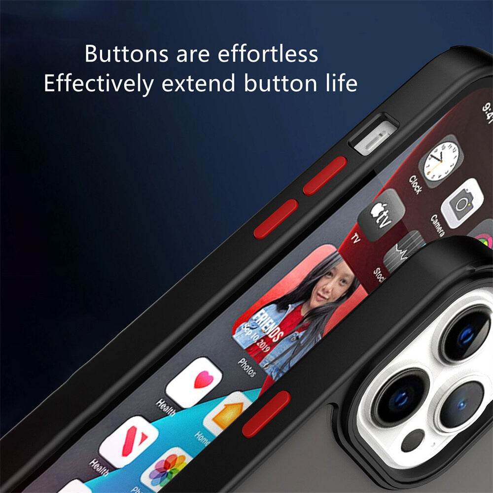 Husa Anti Fall Metal Bracket pentru Apple iPhone 13 Pro, Rezistenta la socuri, Margini colorate, Cu inel de prindere magnetic, Flippy, Negru - vivimall.ro