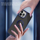 Husa Anti Fall Metal Bracket pentru Apple iPhone 13, Rezistenta la socuri, Margini colorate, Cu inel de prindere magnetic, Flippy, Albastru - vivimall.ro