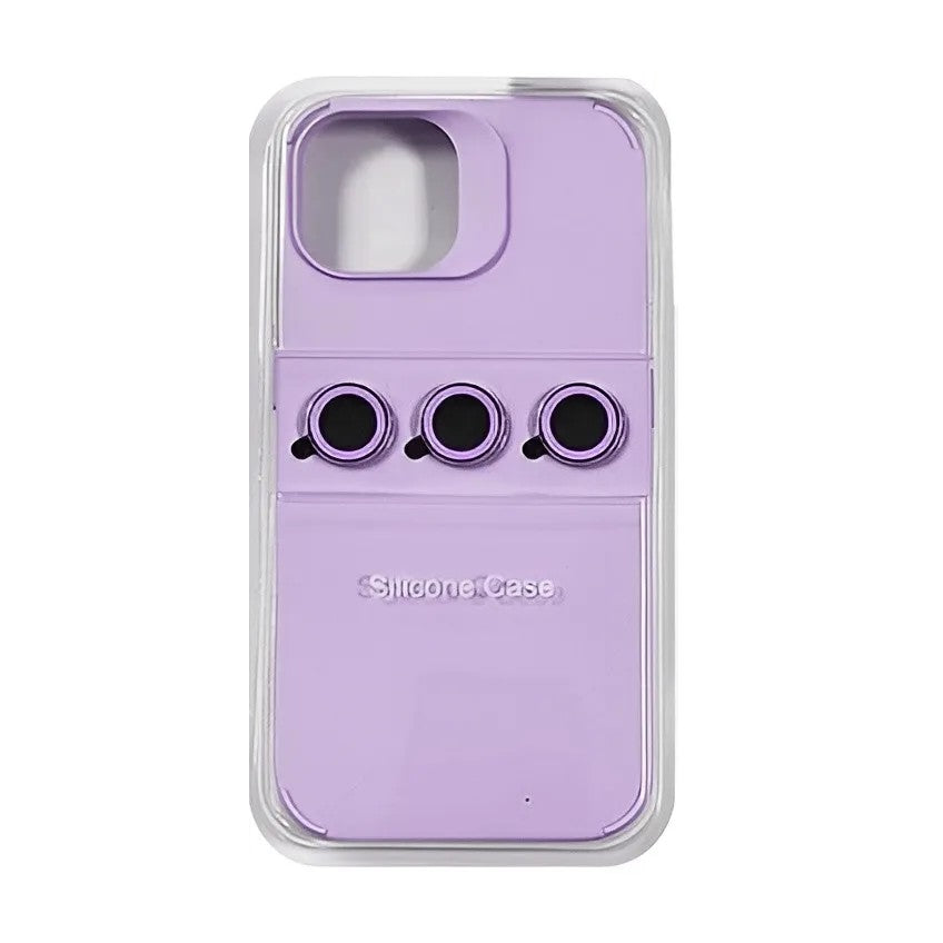 Husa Apple iPhone 14, Vivimall, din Silicon Lichid, Interior din Microfibra, Lentile Fosforescente de Protectie Camera, Anti Amprenta, Rezistenta la Socuri, Mov - vivimall.ro