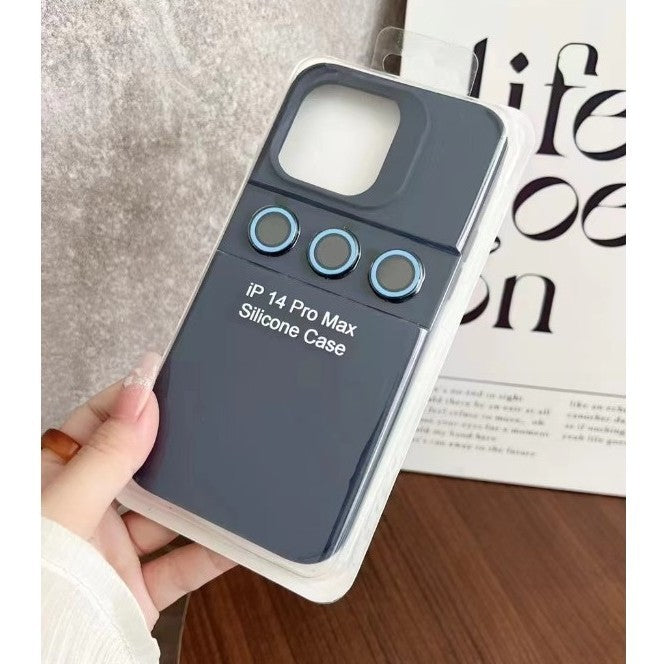 Husa Apple iPhone 15, Flippy, din Silicon Lichid, Interior din Microfibra, Lentile Fosforescente de Protectie Camera, Anti Amprenta, Rezistenta la Socuri, Albastru Marin - vivimall.ro