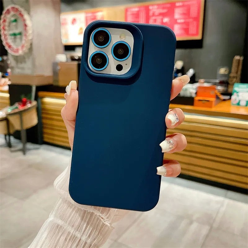 Husa Apple iPhone 15, Flippy, din Silicon Lichid, Interior din Microfibra, Lentile Fosforescente de Protectie Camera, Anti Amprenta, Rezistenta la Socuri, Albastru Marin - vivimall.ro