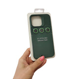 Husa Apple iPhone 15 Pro Max, Flippy, din Silicon Lichid, Interior din Microfibra, Lentile Fosforescente de Protectie Camera, Anti Amprenta, Rezistenta la Socuri, Verde - vivimall.ro