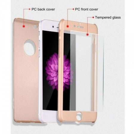 Husa Apple iPhone 6/6S IPAKY Full Cover 360 Roz Auriu + Folie Cadou - vivimall.ro