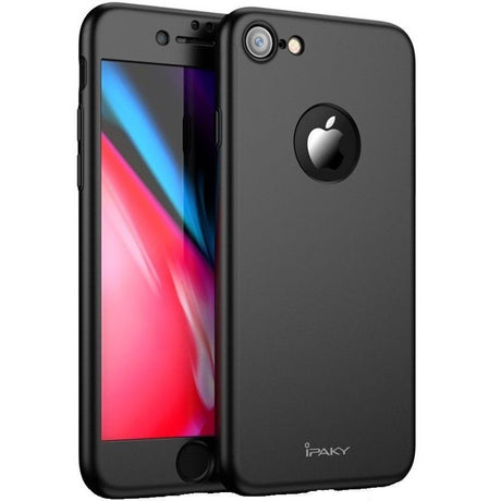 Husa Apple iPhone 7 IPAKY Full Cover 360 Negru + Folie Cadou - vivimall.ro