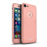 Husa Apple iPhone 7 IPAKY Full Cover 360 Roz Auriu + Folie Cadou - vivimall.ro