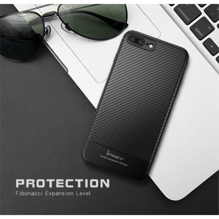 Husa Apple iPhone 7 Plus IPAKY Carbon Fiber Negru - vivimall.ro