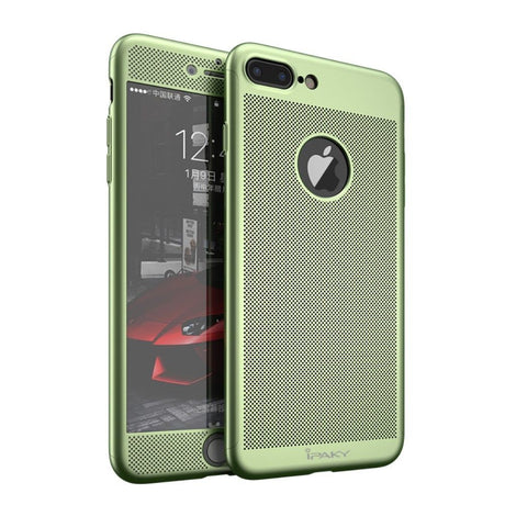 Husa de Protectie, Flippy, pentru Apple iPhone 7 Plus, Full Cover 360 Air cu Gauri si Folie de Protectie, Plastic, Verde - vivimall.ro