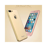 Husa Apple iPhone 7 Plus IPAKY Full Cover 360 Auriu + Folie Cadou - vivimall.ro