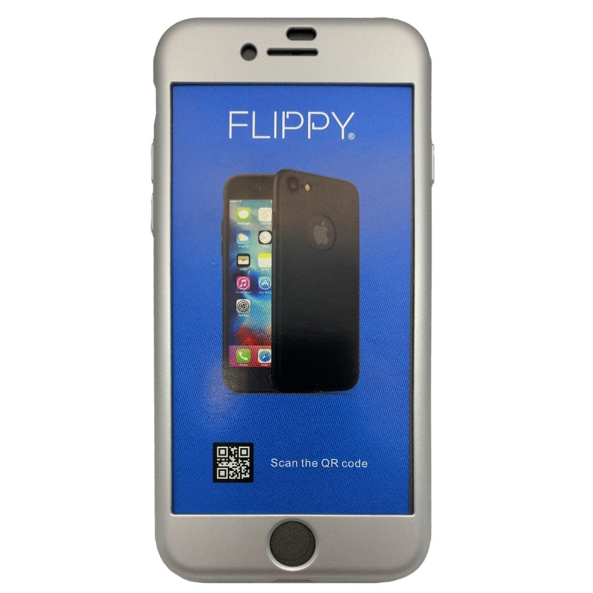 Husa de protectie Flippy Premium Full Cover 360 pentru Apple iPhone 7 Argintiu cu Folie sticla inclusa - vivimall.ro