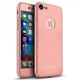 Husa protectile Flippy Premium Full Cover 360 pentru Apple iPhone 8, Roz Auriu cu Folie Sticla inclusa - vivimall.ro