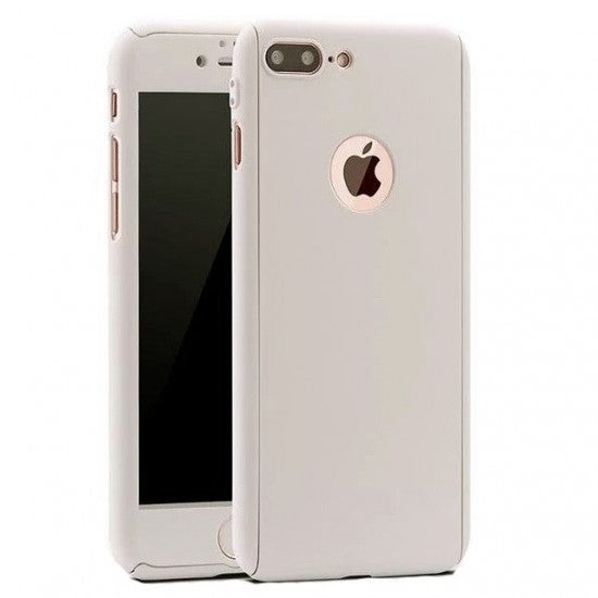 Husa Apple iPhone 8 Full Cover 360 Argintiu + Folie Cadou - vivimall.ro
