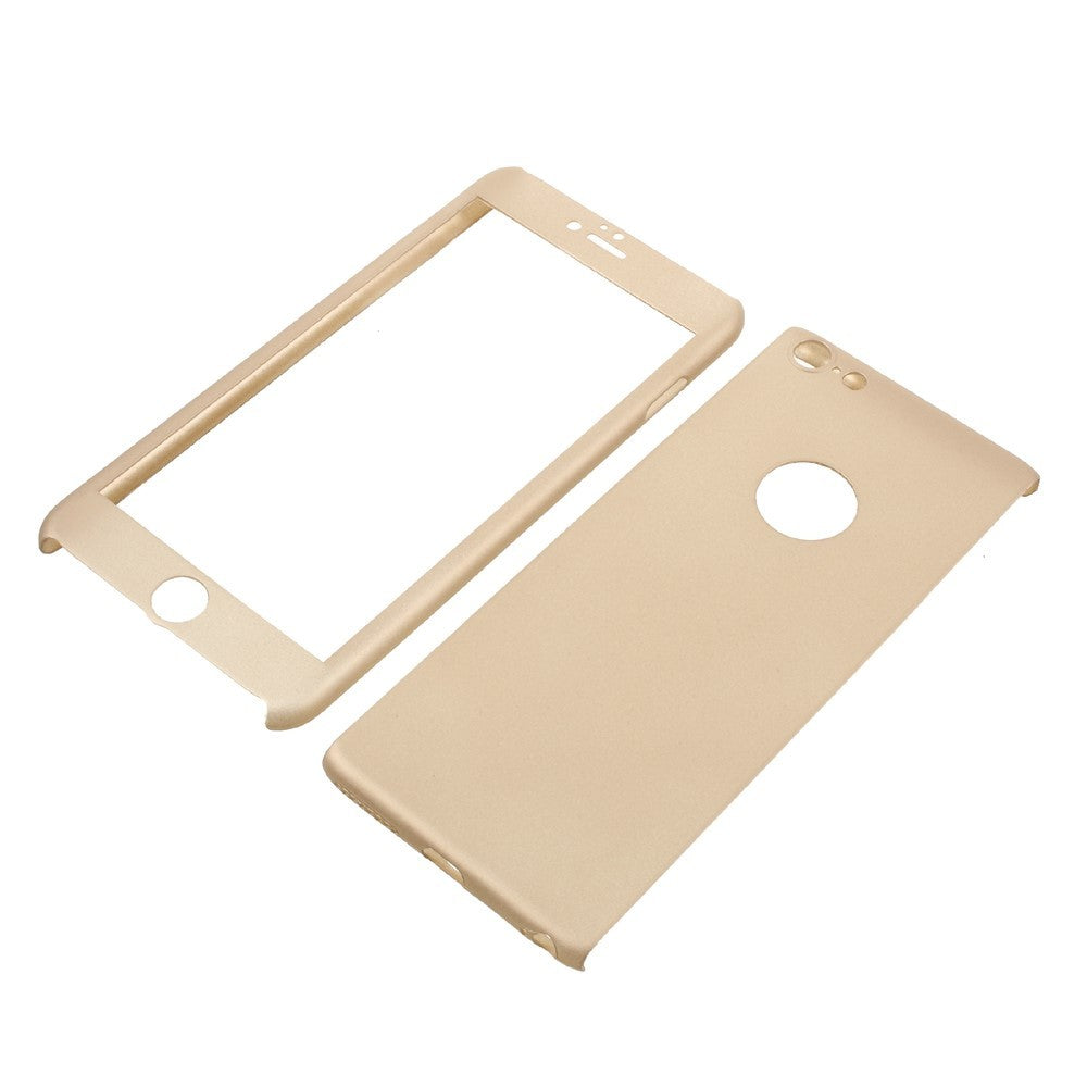 Husa Apple iPhone 8 Full Cover 360 Auriu + Folie de protectie - vivimall.ro