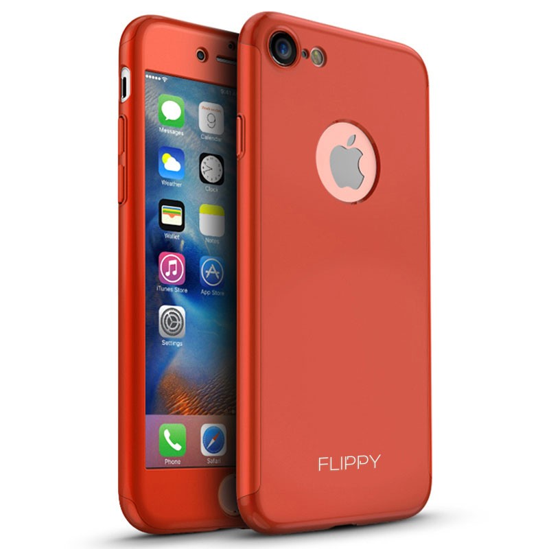 Husa Apple iPhone 8 Full Cover 360 Rosu + Folie Cadou - vivimall.ro