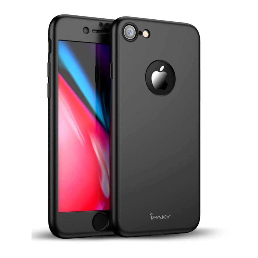 Husa Apple iPhone 8 IPAKY Full Cover 360 Negru + Folie Cadou - vivimall.ro