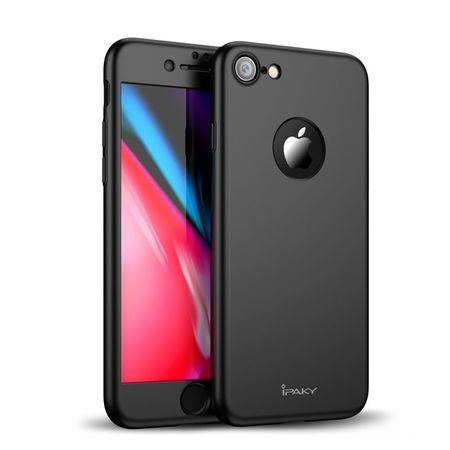 Husa Apple iPhone 8 IPAKY Full Cover 360 Negru + Folie Cadou - vivimall.ro