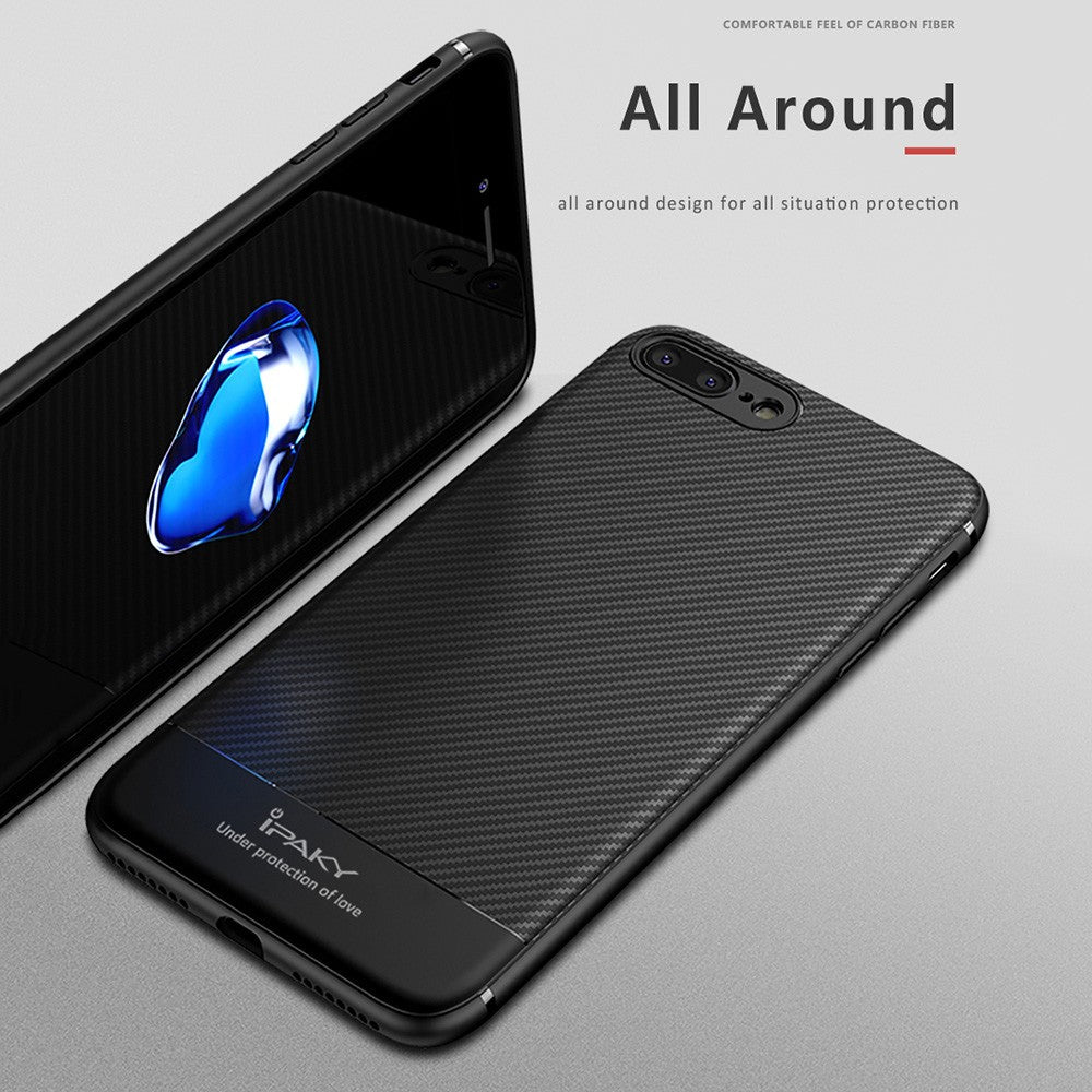 Husa Apple iPhone 8 Plus IPAKY Carbon Fiber Negru - vivimall.ro