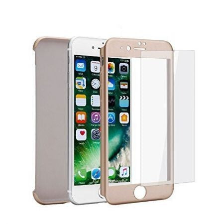 Husa Apple iPhone 8 Plus IPAKY Full Cover 360 Auriu + Folie Cadou - vivimall.ro