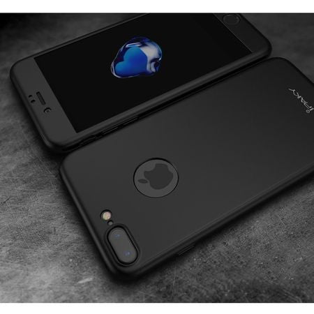 Husa Apple iPhone 8 Plus IPAKY Full Cover 360 Negru + Folie Cadou - vivimall.ro