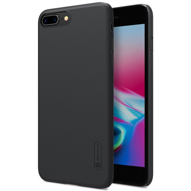 Husa Apple iPhone 8 Plus Nillkin Frosted Shield Negru + Folie de protectie - vivimall.ro