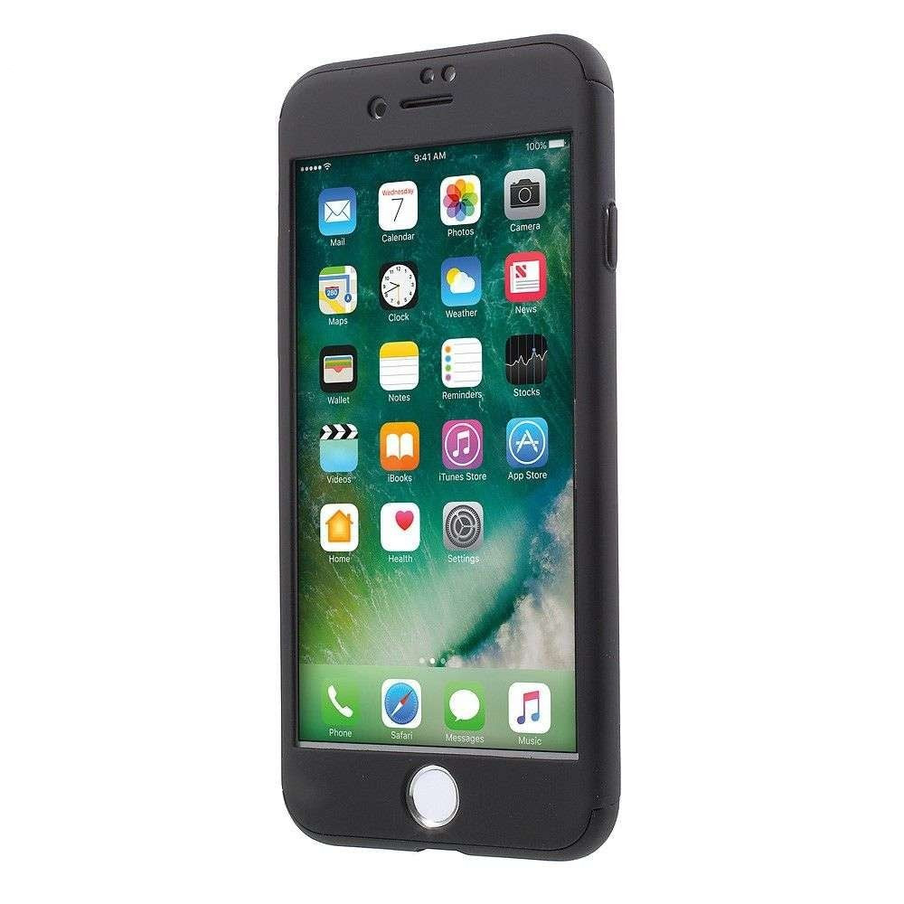 Set Husa si Folie de Protectie, Flippy, Compatibila cu Apple iPhone X, Full Cover 360°, Plastic + Sticla, Negru - vivimall.ro