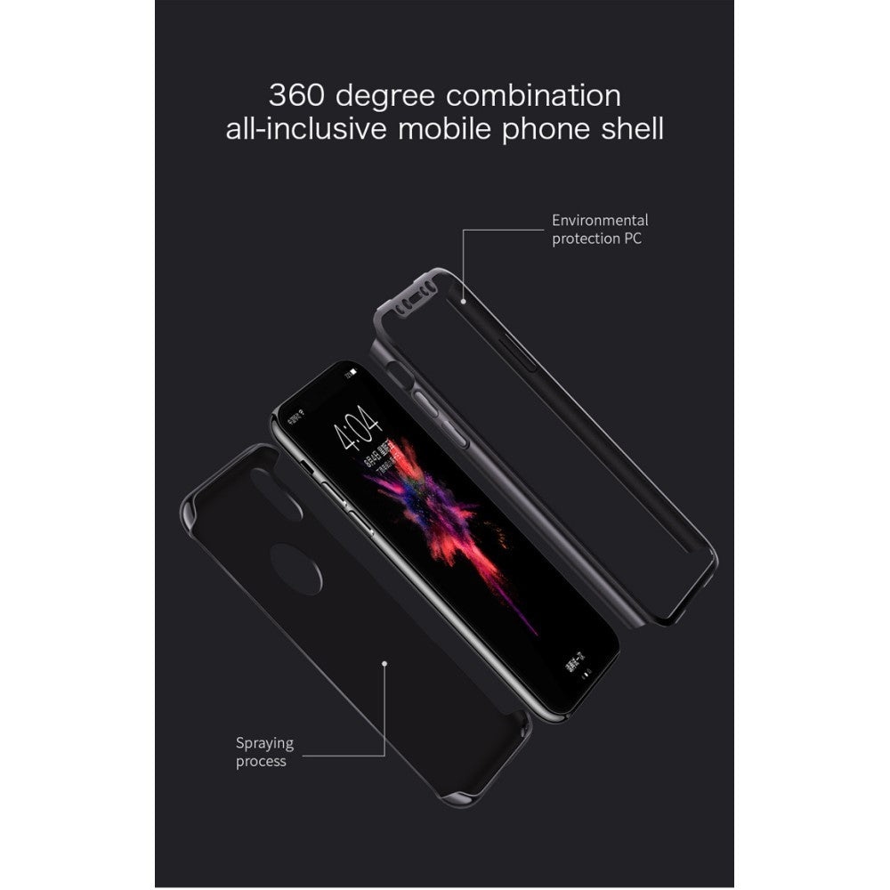 Set Husa si Folie de Protectie, Flippy, Compatibila cu Apple iPhone X, Full Cover 360°, Plastic + Sticla, Argintiu - vivimall.ro