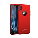 Set Husa si Folie de Protectie, Flippy, Compatibila cu Apple iPhone X, Full Cover 360°, Plastic + Sticla, Rosu - vivimall.ro
