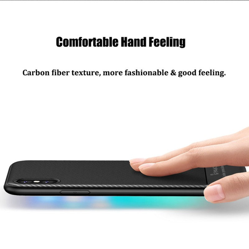 Husa Apple iPhone X IPAKY Carbon Fiber Negru - vivimall.ro