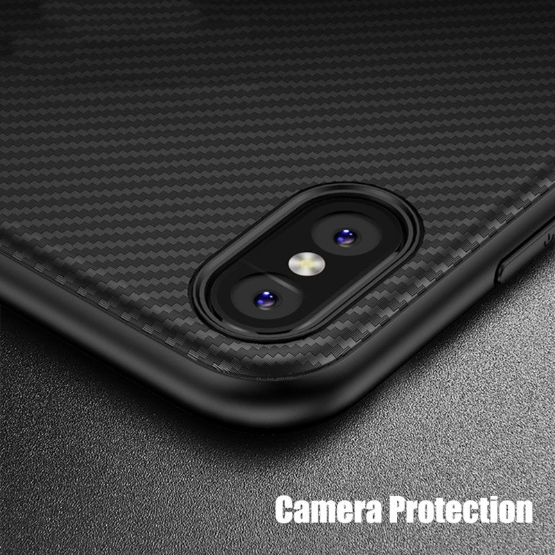 Husa Apple iPhone X IPAKY Carbon Fiber Negru - vivimall.ro