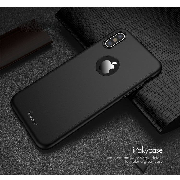 Husa Apple iPhone X IPAKY Full Cover 360 Negru + Folie Cadou - vivimall.ro