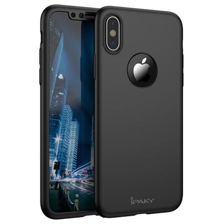 Husa Apple iPhone X IPAKY Full Cover 360 Negru + Folie Cadou - vivimall.ro