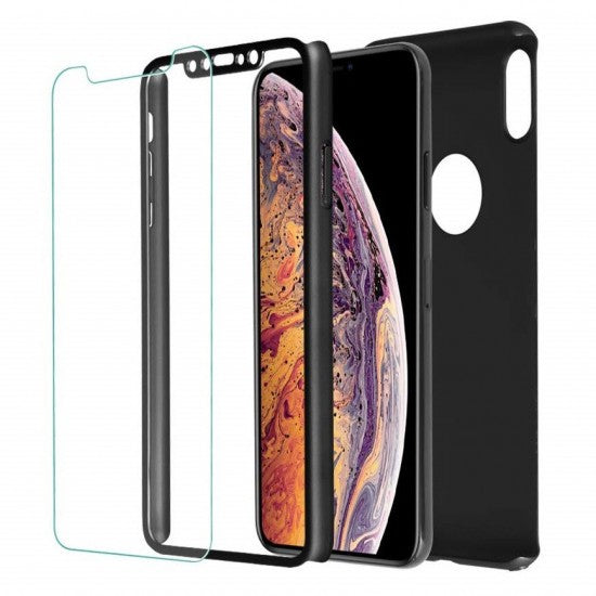 Husa Apple iPhone XS Max Full Cover 360 Negru + Folie de protectie - vivimall.ro