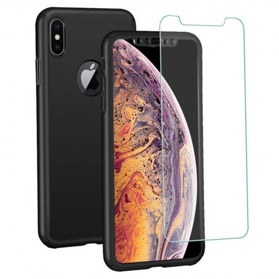 Husa Apple iPhone XS Max Full Cover 360 Negru + Folie de protectie - vivimall.ro