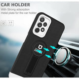 Husa Armor Design cu Stand pentru Apple iPhone 14 Pro (6.1) Negru/Alb, Suport Auto Magnetic, Protectie Antisoc, Flippy - vivimall.ro