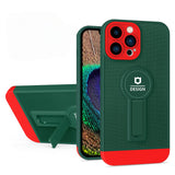 Husa Armor Design cu Stand pentru Apple iPhone 14 (6.1) Verde/Rosu, Suport Auto Magnetic, Protectie Antisoc, Flippy - vivimall.ro
