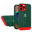 Husa Armor Design cu Stand pentru Apple iPhone 14 Pro (6.1) Verde/Rosu, Suport Auto Magnetic, Protectie Antisoc, Flippy - vivimall.ro