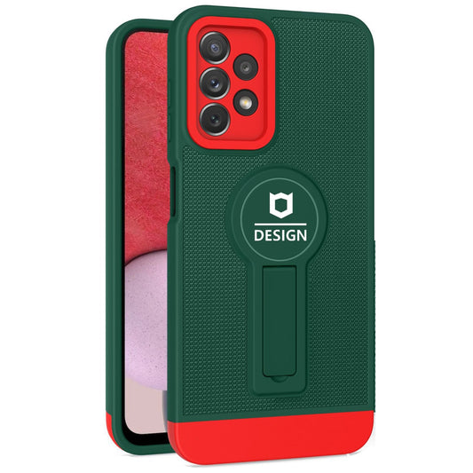 Husa Armor Design cu Stand pentru Samsung Galaxy A02s/ A03s, Verde/Rosu, Suport Auto Magnetic, Wireless Charge, Protectie Antisoc, Vivimall - vivimall.ro