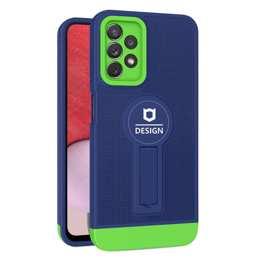 Husa Armor Design cu Stand pentru Samsung Galaxy A03, Albastru/ Verde, Suport Auto Magnetic, Wireless Charge, Protectie Antisoc, Vivimall - vivimall.ro