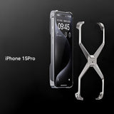 Husă Armor X iPhone 15 Pro gri metalizat, decupaje precise pentru cameră și butoane