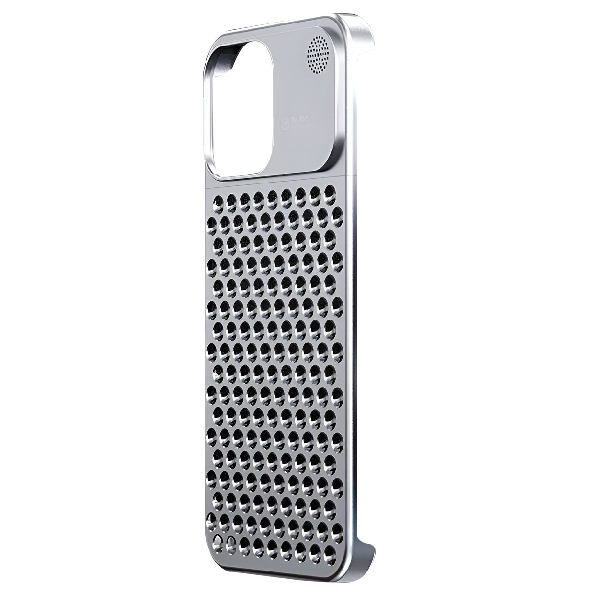 Husa Aromaterapia Compatibila cu iPhone 15 Pro, Vivimall, Antisoc, Antizgariere, Protectie Camera si Supraincalzire, din Aliaj de Aluminiu, Argintiu - vivimall.ro