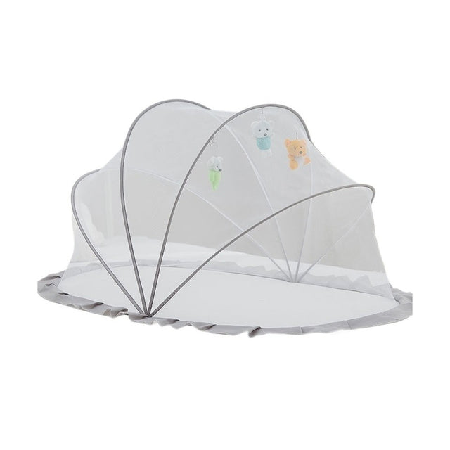 Plasă anti-țânțari pliabilă Vivimall pentru bebeluși 0-1 an, 60x55x5 cm, culoare gri, vedere frontală