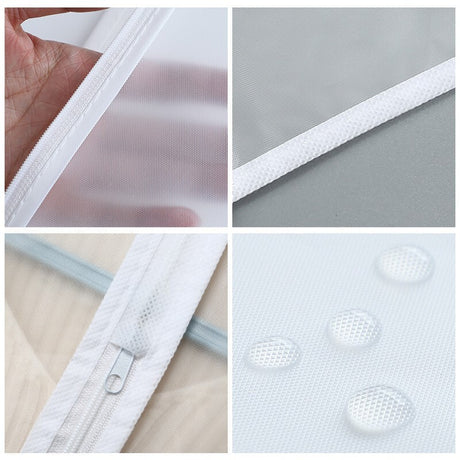 Set 5 Husa de Depozitare cu Fermoar, Vivimall, pentru Haine, de Protectie, pentru Voiaj, Netesut, Rezistent la Praf, 60x140 cm, Transparent-Alb - vivimall.ro