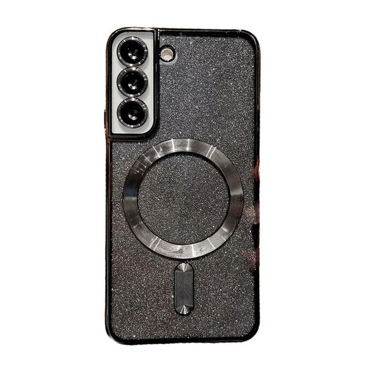 Husa de Protectie 2 in 1, Vivimall, Husa pentru Samsung Galaxy S23+, Glitter Chrome Magsafe, din TPU, Magnetica, cu Protectie Lentila, Negru - vivimall.ro