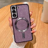 Husa de Protectie 2 in 1, Vivimall, Husa pentru Samsung Galaxy S23 Ultra, Glitter Chrome Magsafe, din TPU, Magnetica, cu Protectie Lentila, Mov - vivimall.ro