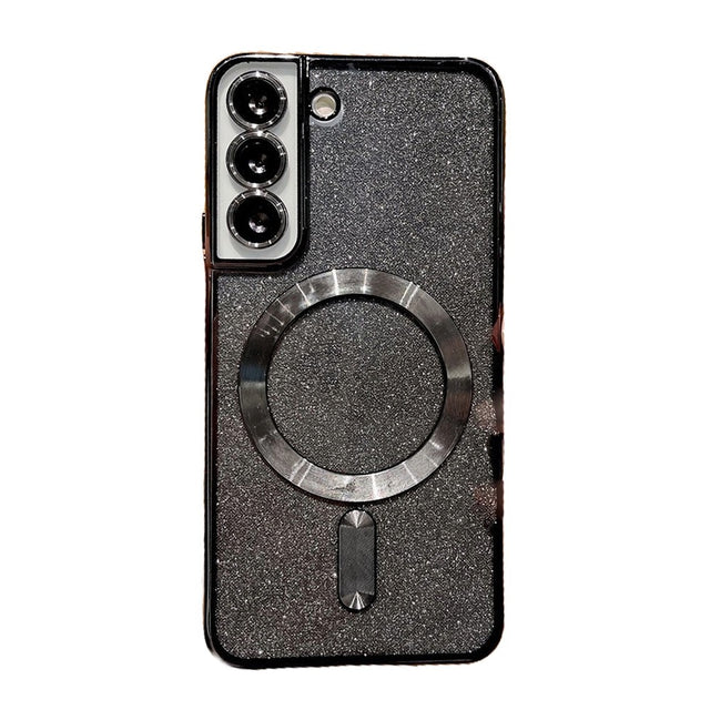 Husă Samsung Galaxy S24+ Glitter Chrome MagSafe din TPU, culoare neagră, vedere frontală