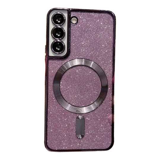 Husa de Protectie 2 in 1, Vivimall, Husa pentru Samsung Galaxy S24+, Glitter Chrome Magsafe, din TPU, Magnetica, cu Protectie Lentila, Mov - vivimall.ro