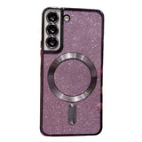 Husă Samsung Galaxy S24 Ultra 2 în 1 Glitter Chrome MagSafe mov, vedere frontală, design iridescent TPU