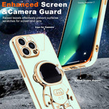 Husă iPhone 15 Pro cu print astronaut verde, decupaje precise pentru butoane și port USB-C