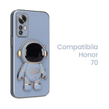 Detaliu relief astronaut husă TPU albastru pentru Honor 70, model 2 în 1 cu suport pliabil
